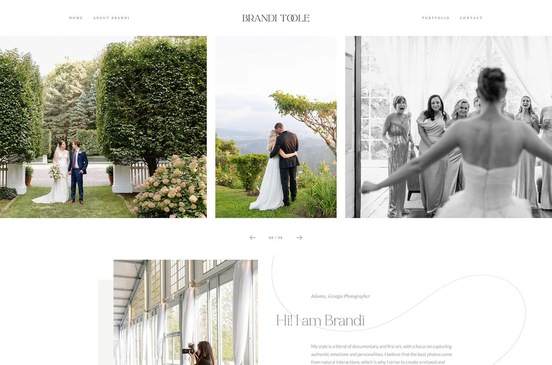 Brandi Toole - minimalistic wedding photography website