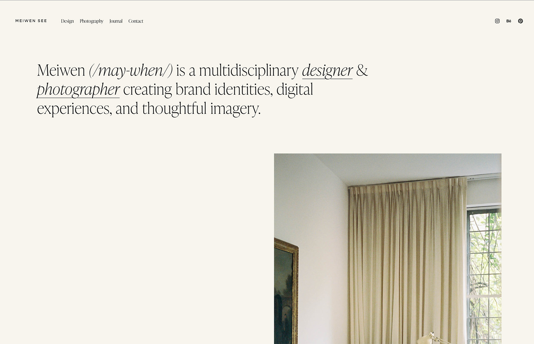 meiwen - multidisciplinary photographer and designer website example