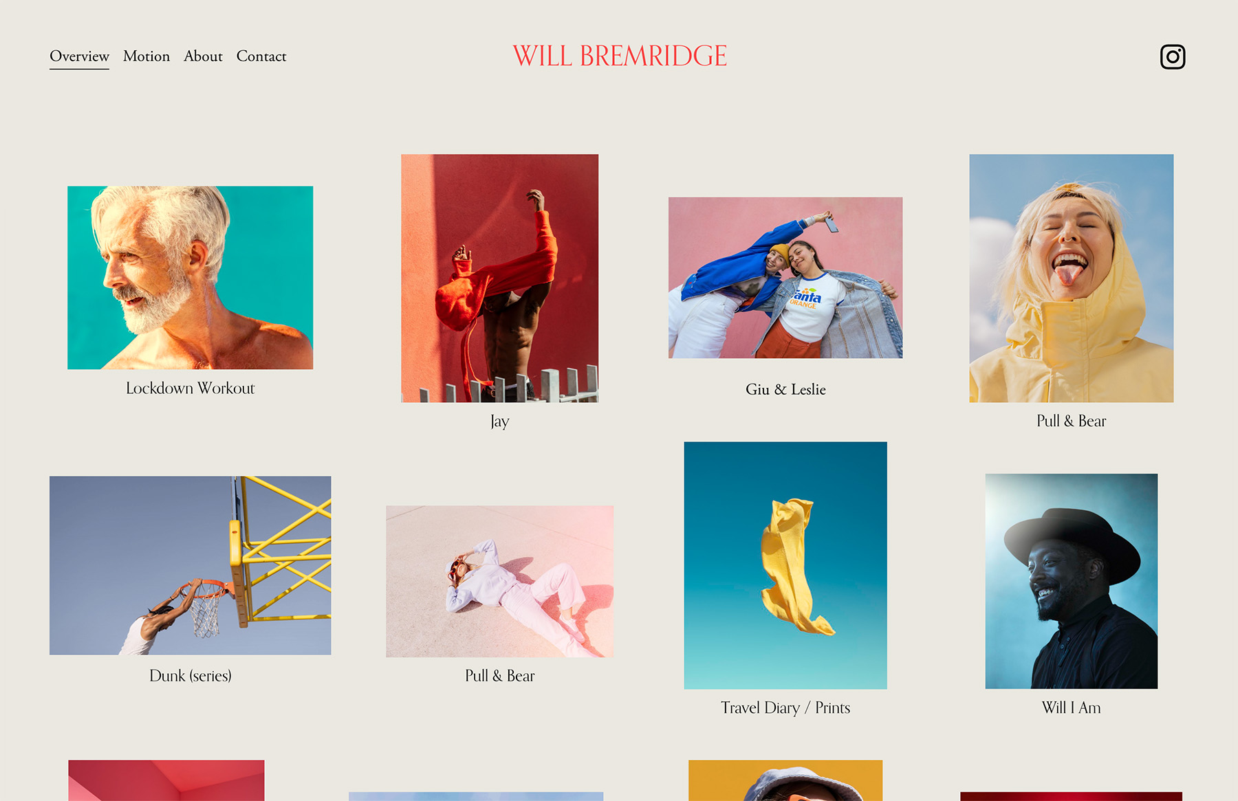 will bremridge - artistic photography portfolio website design